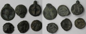 Griechische Münzen, Lots und Samlungen THRAKIEN - DONAUGEBIET. Istros. Rad. Bronze 420-400 v.Chr. 6 Stück. Sehr schön
