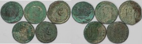 Römische Münzen, Lots und Sammlungen römischer Münzen. MÜNZEN DER RÖMISCHEN KAISERZEIT. Diocletianus (284 - 305 n. Chr.) Lot von 5 münzen. Antoninianu...