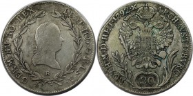 RDR – Habsburg – Österreich, RÖMISCH-DEUTSCHES REICH. Österreich-Ungarn. Leopold II. (1790-1792). 20 Kreuzer 1792 B, Herinek: 65. Sehr schön
