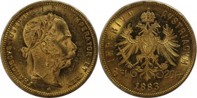 RDR – Habsburg – Österreich, KAISERREICH ÖSTERREICH. Franz Joseph I (1848-1916). 8 Florin / 20 Francs 1883, Gold. 6.44 g. Sehr schön-vorzüglich...