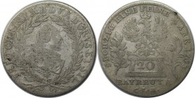 Altdeutsche Münzen und Medaillen, BRANDENBURG - BAYREUTH. Friedrich Christian (1763-1769). 20 Kreuzer 1763 C.L.R., Silber. Fast Sehr schön