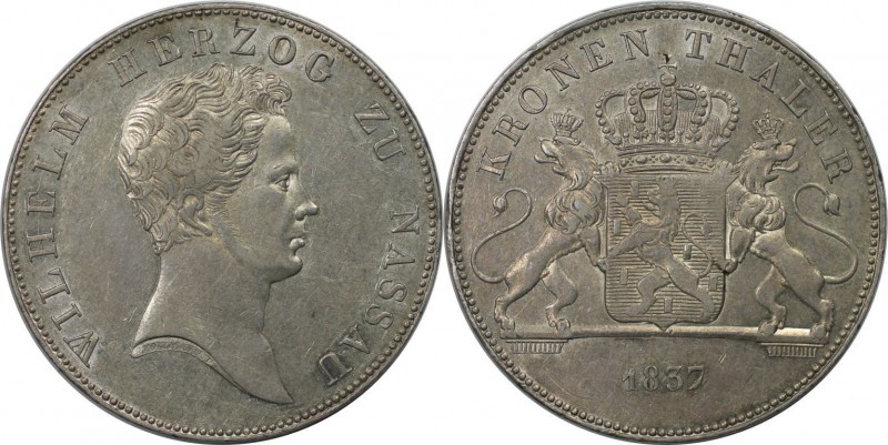 Altdeutsche Münzen und Medaillen, NASSAU. Wilhelm (1816-1839). Kronentaler 1837,...