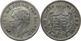 Altdeutsche Münzen und Medaillen, SACHSEN-ALBERTINE. Johann (1854-1873). 1/6 Taler 1856 F, Silber. AKS 141. Sehr schön