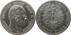 Deutsche Münzen und Medaillen ab 1871, REICHSSILBERMÜNZEN, Preußen, Wilhelm I (1861-1888). 5 Mark 1876 B, Silber. Jaeger 97B. Sehr schön
