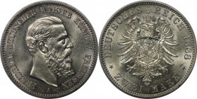 Deutsche Münzen und Medaillen ab 1871, REICHSSILBERMÜNZEN, Preußen, Friedrich III (1888-1888). 2 Mark 1888 A, Silber. Jaeger 98. Fast Stempelglanz