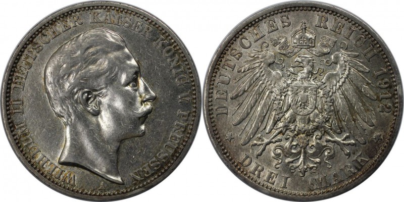 Deutsche Münzen und Medaillen ab 1871, REICHSSILBERMÜNZEN. Preußen. Wilhelm II (...