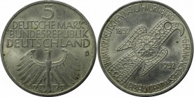 Deutsche Münzen und Medaillen ab 1945, BUNDESREPUBLIK DEUTSCHLAND. Germanisches Museum. 5 Mark 1952 D, Vs: Ostgotische Adlerfibel / Rs: Bundesadler. S...