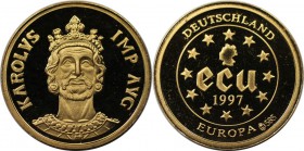 Deutsche Münzen und Medaillen ab 1945, BUNDESREPUBLIK DEUTSCHLAND. Medaille "Ecu" 1997, 0.585 Gold. 1.555g. 13.5 mm. Polierte Platte