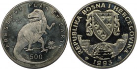 Europäische Münzen und Medaillen, Bosnien und Herzegowina / Bosnia and Herzegovina. 500 Dinara 1993. Polierte Platte