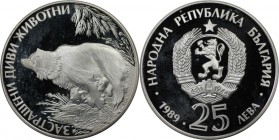 Europäische Münzen und Medaillen, Bulgarien / Bulgaria. Braunbär. 25 Leva 1989, Silber. 0.7 OZ. KM 193. Polierte Platte