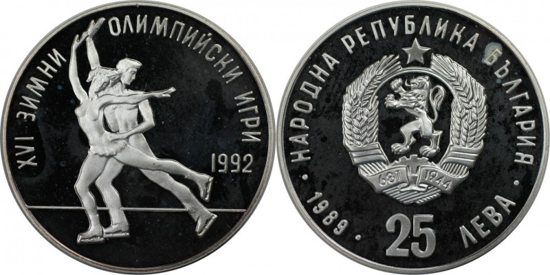 Europäische Münzen und Medaillen, Bulgarien / Bulgaria. Olympiade Albertville 19...
