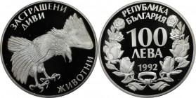 Europäische Münzen und Medaillen, Bulgarien / Bulgaria. Bedrohte Tierwelt: Greifvögel. 100 Leva 1992, Silber. 0.69 OZ. KM 226. Polierte Platte