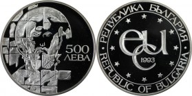 Europäische Münzen und Medaillen, Bulgarien / Bulgaria. St. Theodor Stratilat. 500 Leva 1993, Silber. 1.0 OZ. KM 206. Polierte Platte