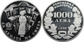Europäische Münzen und Medaillen, Bulgarien / Bulgaria. UNICEF. 1000 Leva 1997, Silber. 0.7 OZ. KM 232. Polierte Platte