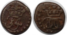 Europäische Münzen und Medaillen, Dänemark / Denmark. DÄNEMARK DÄNISCH-OSTINDIEN TRANKEBAR. Frederik IV (1699-1730). Ku.-1 Kas ND (1699-1730), Mit gek...