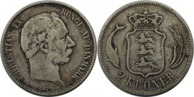 Europäische Münzen und Medaillen, Dänemark / Denmark. Christian IX (1863-1906). 2 Kroner 1875, Silber. KM 798. Schön