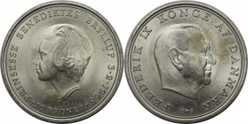 Europäische Münzen und Medaillen, Dänemark / Denmark. Prinzessin Benedikt. Frederik IX. (1947-1972). 10 Kroner 1968, Silber. KM 857. Stempelglanz