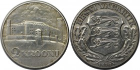 Europäische Münzen und Medaillen, Estland / Estonia. Schloss von Tallinn. 2 Krooni 1930, Silber. KM 20. Sehr schön-vorzüglich