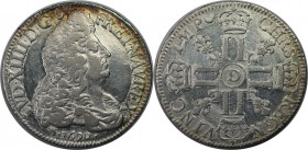 Europäische Münzen und Medaillen, Frankreich / France. Ludwig XIV. (1643-1715). Ecu 1690 D, Silber. KM 275.3. Sehr schön-vorzüglich, das Feld säubern...