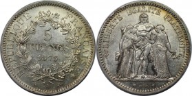Europäische Münzen und Medaillen, Frankreich / France. Herkulesgruppe. 5 Francs 1873 A, Silber. KM 820.1. Vorzüglich