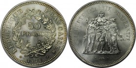 Europäische Münzen und Medaillen, Frankreich / France. Herkulesgruppe. 50 Francs 1974, Silber. Stempelglanz