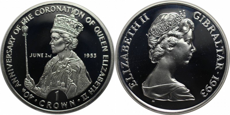 Europäische Münzen und Medaillen, Gibraltar. Krönung von Elisabeth II. 1 Krona 1...