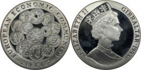 Europäische Münzen und Medaillen, Gibraltar. European Economic Community. 21 Ecus 1993, Silber. 0.57 OZ. KM 632. Polierte Platte. Patina