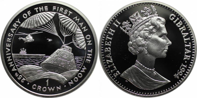 Europäische Münzen und Medaillen, Gibraltar. Raumkapsel Erholung. 1 Krona 1994, ...