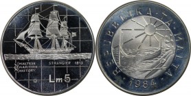 Europäische Münzen und Medaillen, Malta. 5 Liri 1984, Silber. 0.59 OZ. KM 67. Polierte Platte