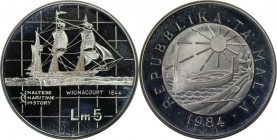 Europäische Münzen und Medaillen, Malta. 5 Liri 1984, Silber. 0.59 OZ. KM 69. Polierte Platte