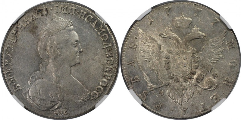 Russische Münzen und Medaillen, Katharina II (1762-1796). Rubel 1777 CNB OA, Sil...
