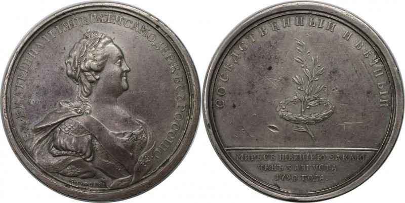 Russische Münzen und Medaillen, Katharina II (1762-1796). Medaille 1790, signier...