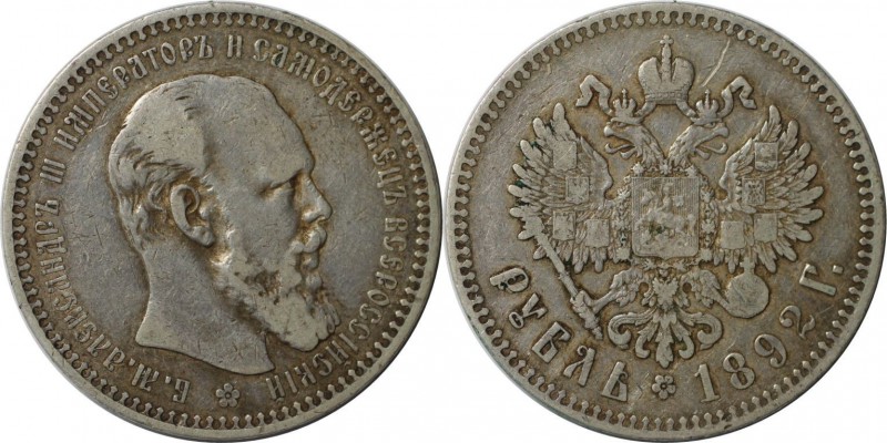 Russische Münzen und Medaillen, Alexander III (1881-1894). Rubel 1892, Silber. S...