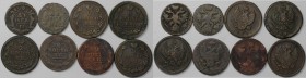Russische Münzen und Medaillen, Lots und Samllungen Russische Münzen und Medaillen. 2 x Denga 1738-40, 6 x 2 Kopeken 1811-1817, Lot von 8 münzen. Kupf...