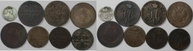 Russische Münzen und Medaillen, Lots und Samllungen Russische Münzen und Medaillen. 3 x 1 Kopeke 1797-98, 2 x 2 Kopeken 1843-44 EM, 2 x 5 Kopeken 1868...