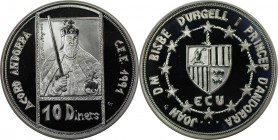 Weltmünzen und Medaillen, Andorra. Europäische Union - Karl der Große.10 Diners 1991, Silber. Polierte Platte