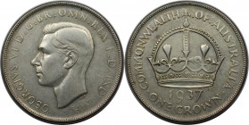 Weltmünzen und Medaillen, Australien / Australia. George VI (1895-1952). Krönung. 1 Crown 1937, Silber. 0.84 OZ. KM 34. Vorzüglich