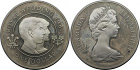 Weltmünzen und Medaillen, Bermuda. Hochzeit von Prinz Charles und Lady Diana. 1 Dollar 1981, Silber. 0.84 OZ. Stempelglanz