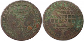 Weltmünzen und Medaillen, Brasilien / Brazil. 10 Reis 1731 B, Kupfer. KM 142.2. Sehr schön