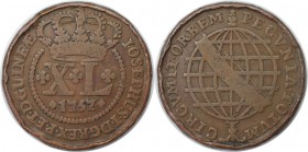 Weltmünzen und Medaillen, Brasilien / Brazil. 40 Reis 1757, Kupfer. Sehr schön