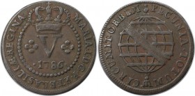 Weltmünzen und Medaillen, Brasilien / Brazil. 5 Reis 1786, Kupfer. KM 200. Sehr schön-vorzüglich