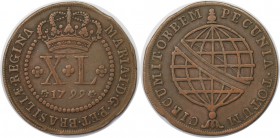 Weltmünzen und Medaillen, Brasilien / Brazil. 40 Reis 1799, Kupfer. KM 230. Vorzüglich