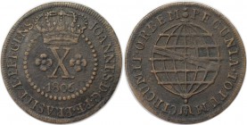 Weltmünzen und Medaillen, Brasilien / Brazil. 10 Reis 1806, Kupfer. KM 232.3. Vorzüglich