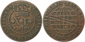 Weltmünzen und Medaillen, Brasilien / Brazil. 40 Reis 1812, Kupfer. KM 234.2. Fast Vorzüglich