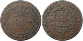 Weltmünzen und Medaillen, Brasilien / Brazil. 80 Reis 1820, Kupfer. KM 341. Sehr schön