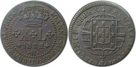 Weltmünzen und Medaillen, Brasilien / Brazil. 40 Reis 1822 R, Kupfer. KM 319.1. Vorzüglich