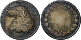 Medaillen und Jetons, Hundesport / Dog sports. Philadelphia kennel club. Medaille 1885, 51 mm. 90.43 g. g. Silber. Stempelglanz, mit Box