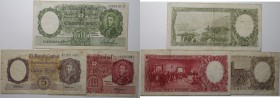 Banknoten, Argentinien / Argentina, Lots und Sammlungen. 5, 10, 50 Pesos 1942-63, Lot von 3 Banknoten. III