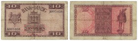 Banknoten, Danzig. Bank von Danzig. 10 Gulden 10.2.1924. Serie A. Pick 53. F+