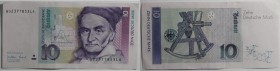 Banknoten, Deutschland / Germany. BRD. 10 Mark Banknoten 1.09.1999. Carl Friedrich Gauß. I